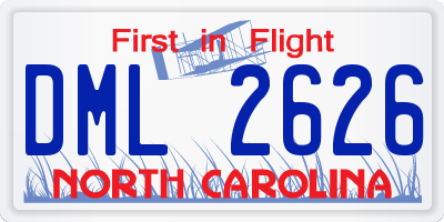NC license plate DML2626