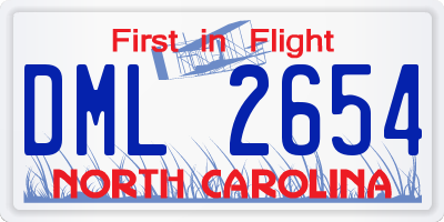 NC license plate DML2654