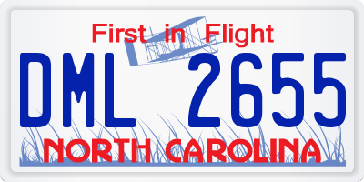 NC license plate DML2655
