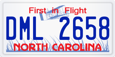 NC license plate DML2658