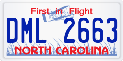 NC license plate DML2663