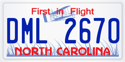 NC license plate DML2670