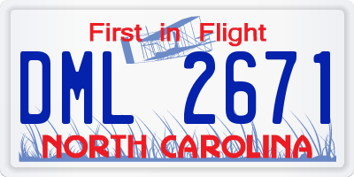 NC license plate DML2671