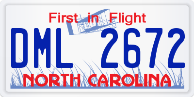 NC license plate DML2672