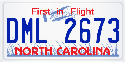 NC license plate DML2673