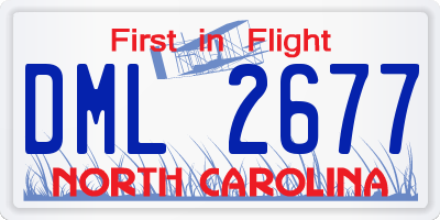 NC license plate DML2677