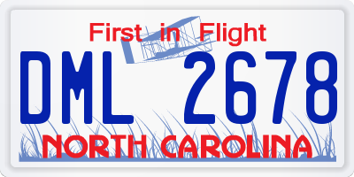NC license plate DML2678