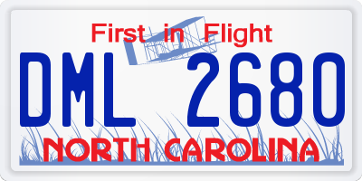 NC license plate DML2680