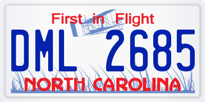 NC license plate DML2685