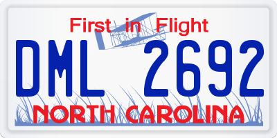 NC license plate DML2692