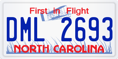 NC license plate DML2693