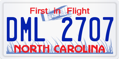 NC license plate DML2707
