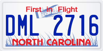 NC license plate DML2716