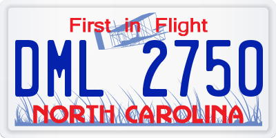 NC license plate DML2750