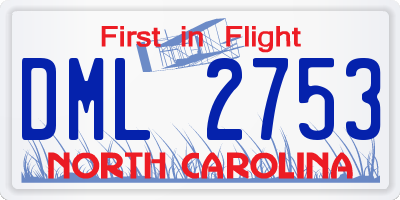 NC license plate DML2753