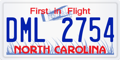 NC license plate DML2754