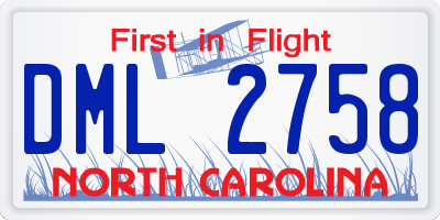 NC license plate DML2758