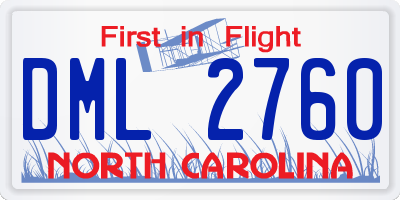 NC license plate DML2760