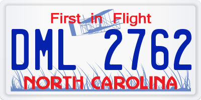 NC license plate DML2762