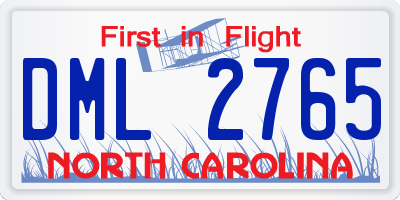 NC license plate DML2765