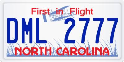 NC license plate DML2777
