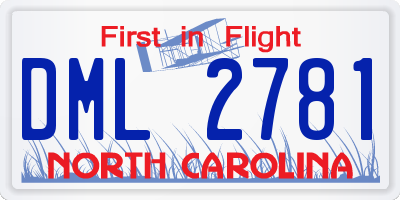 NC license plate DML2781