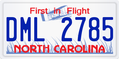 NC license plate DML2785