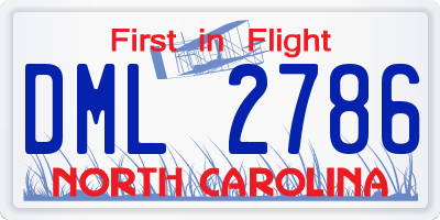 NC license plate DML2786