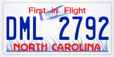 NC license plate DML2792
