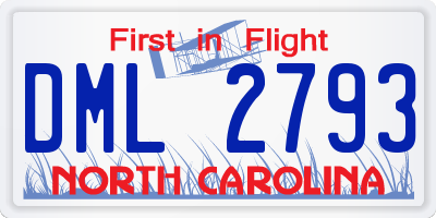 NC license plate DML2793