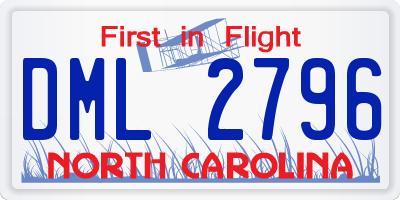 NC license plate DML2796