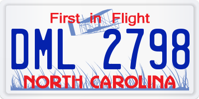 NC license plate DML2798