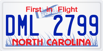 NC license plate DML2799