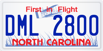 NC license plate DML2800