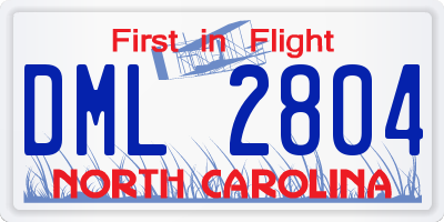 NC license plate DML2804
