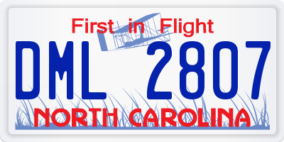 NC license plate DML2807