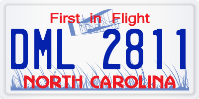 NC license plate DML2811