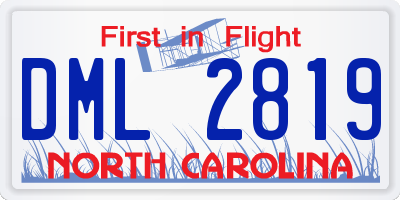 NC license plate DML2819