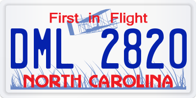 NC license plate DML2820