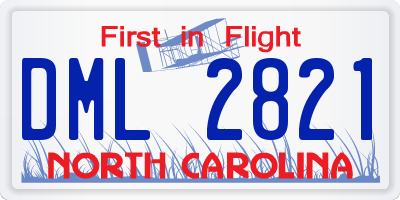 NC license plate DML2821