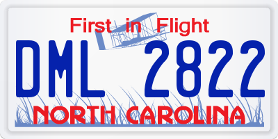 NC license plate DML2822