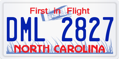NC license plate DML2827