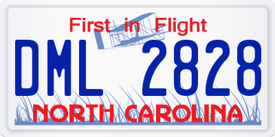 NC license plate DML2828
