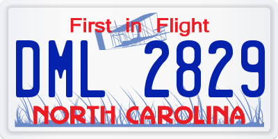 NC license plate DML2829