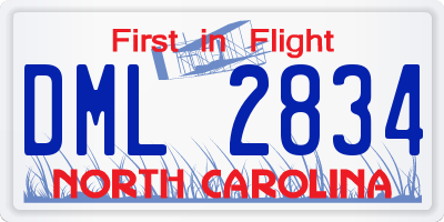 NC license plate DML2834