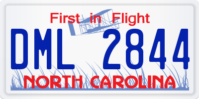 NC license plate DML2844