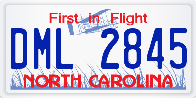 NC license plate DML2845