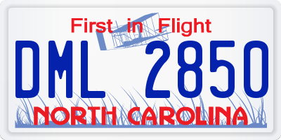 NC license plate DML2850