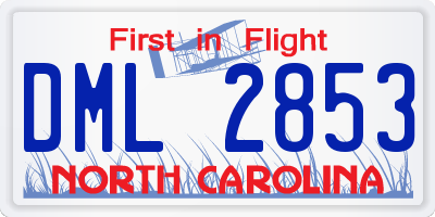 NC license plate DML2853
