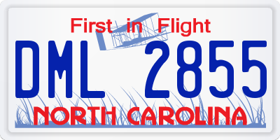 NC license plate DML2855
